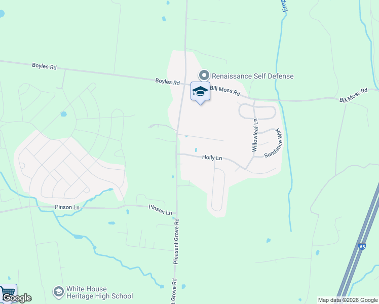 map of restaurants, bars, coffee shops, grocery stores, and more near 108 Holly Lane in White House