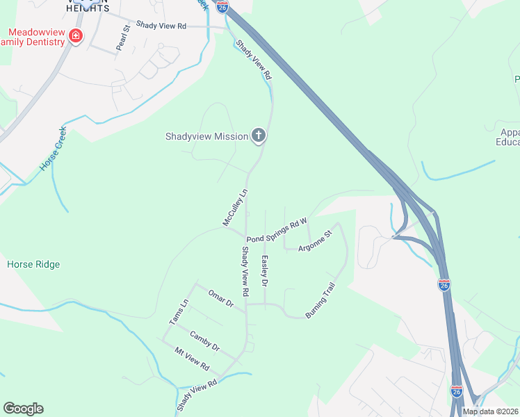 map of restaurants, bars, coffee shops, grocery stores, and more near 435 Easley Drive in Kingsport
