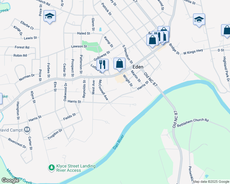 map of restaurants, bars, coffee shops, grocery stores, and more near 970 Burton Street in Eden