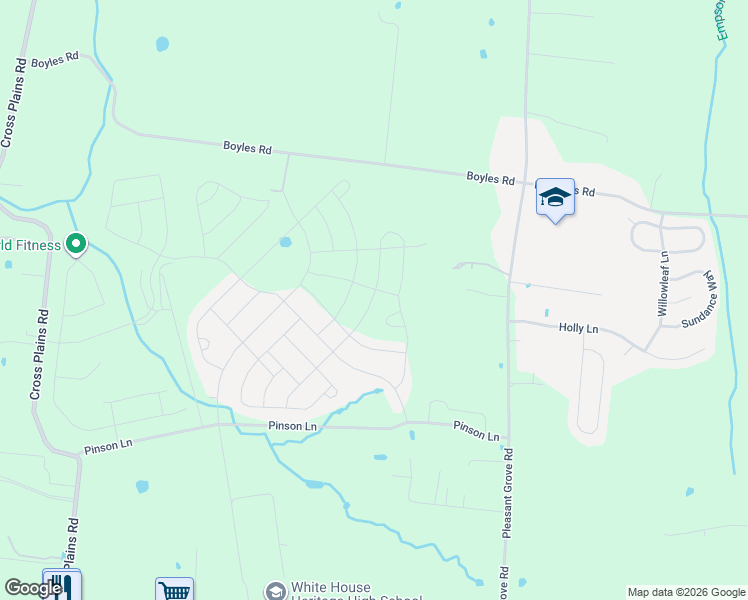 map of restaurants, bars, coffee shops, grocery stores, and more near 7709 Boyles Road in White House