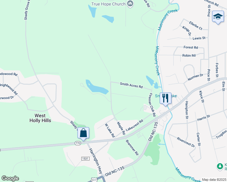 map of restaurants, bars, coffee shops, grocery stores, and more near 109 Windy Road in Eden
