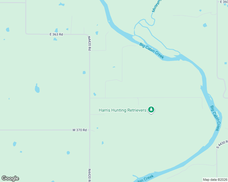 map of restaurants, bars, coffee shops, grocery stores, and more near 442156 East 367 Road in Big Cabin