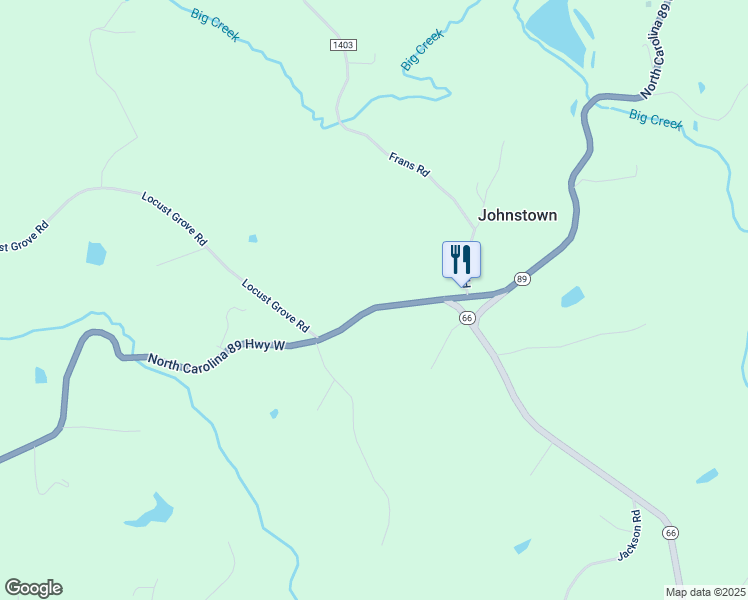 map of restaurants, bars, coffee shops, grocery stores, and more near 9314 North Carolina 89 Highway West in Westfield