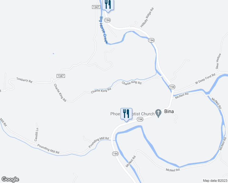 map of restaurants, bars, coffee shops, grocery stores, and more near 591 Charlie King Road in Lansing
