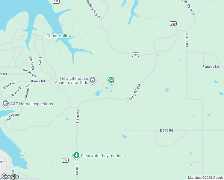 map of restaurants, bars, coffee shops, grocery stores, and more near 36649 South 510 Road in Eucha