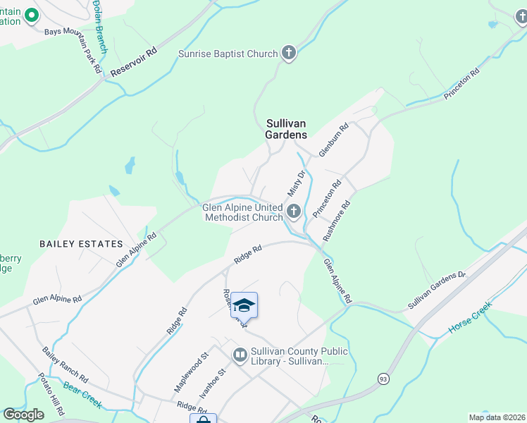 map of restaurants, bars, coffee shops, grocery stores, and more near 4000 Leaning Pine Road in Kingsport