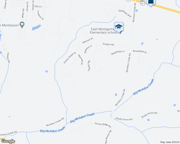 map of restaurants, bars, coffee shops, grocery stores, and more near 3324 Poplar Hill in Clarksville