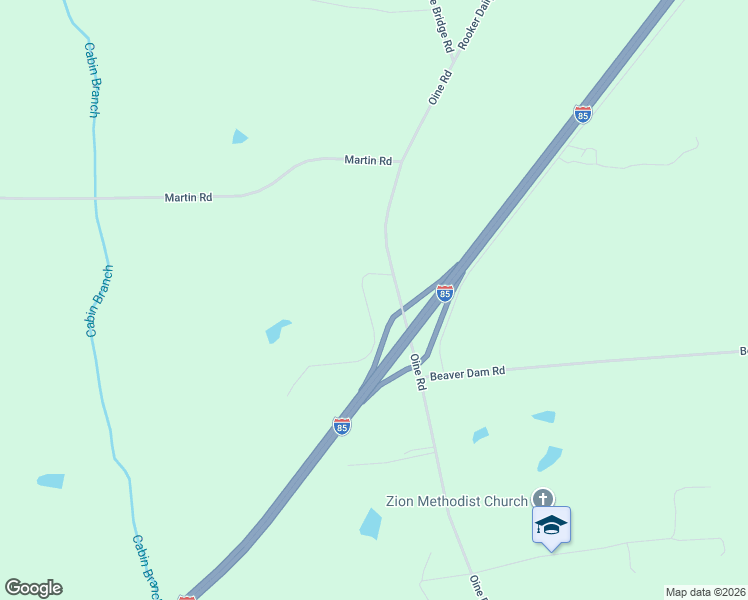 map of restaurants, bars, coffee shops, grocery stores, and more near Meadows Road in Norlina