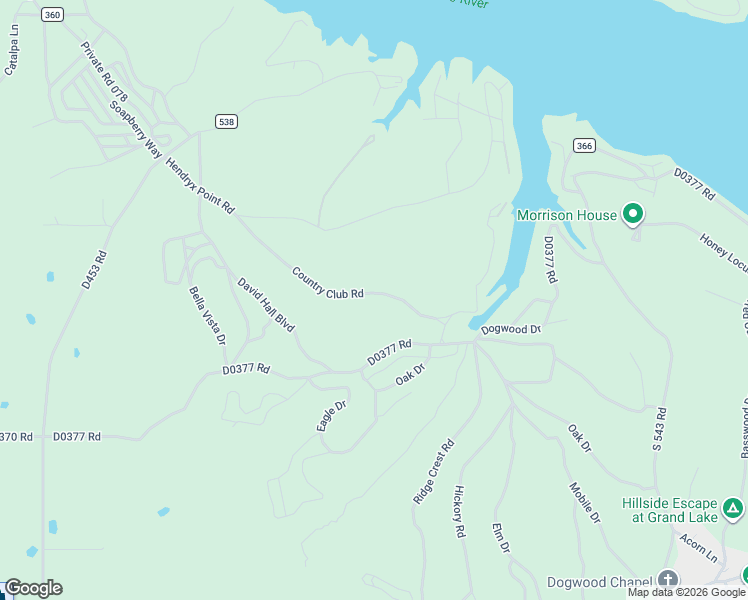 map of restaurants, bars, coffee shops, grocery stores, and more near Country Club Road in Eucha
