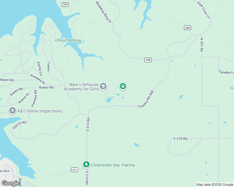 map of restaurants, bars, coffee shops, grocery stores, and more near 36656 South 510 Road in Eucha