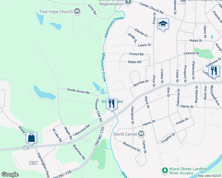 map of restaurants, bars, coffee shops, grocery stores, and more near 1315 Norman Drive in Eden