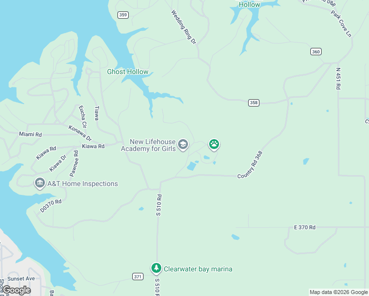 map of restaurants, bars, coffee shops, grocery stores, and more near 36649 South 510 Road in Eucha