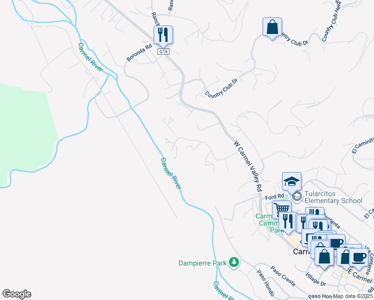 map of restaurants, bars, coffee shops, grocery stores, and more near in Carmel Valley