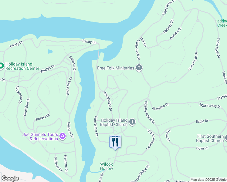 map of restaurants, bars, coffee shops, grocery stores, and more near 86 Hillside Drive in Holiday Island