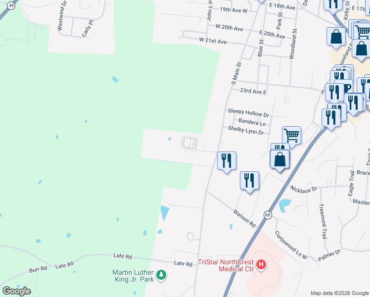 map of restaurants, bars, coffee shops, grocery stores, and more near 100 Southfield Drive in Springfield