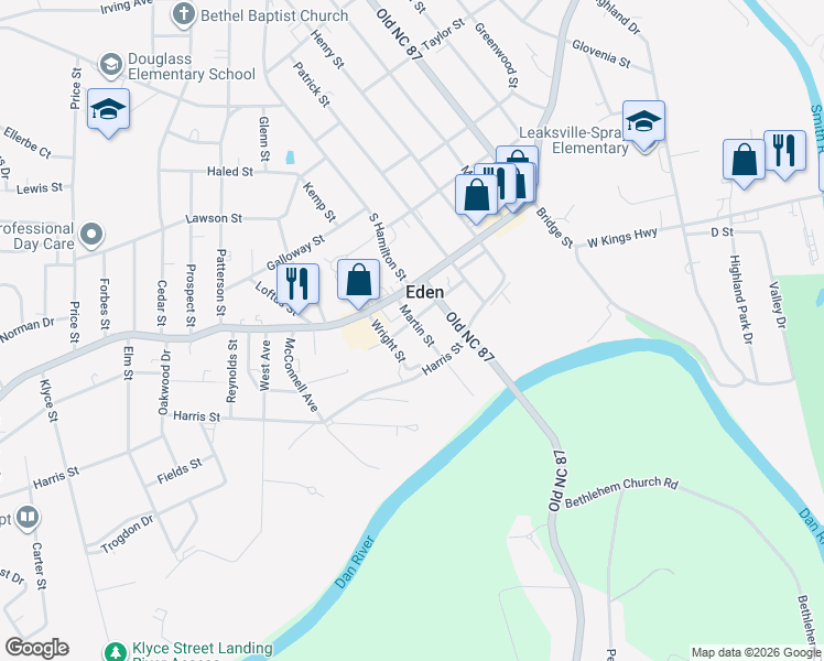 map of restaurants, bars, coffee shops, grocery stores, and more near 916 Burton Street in Eden