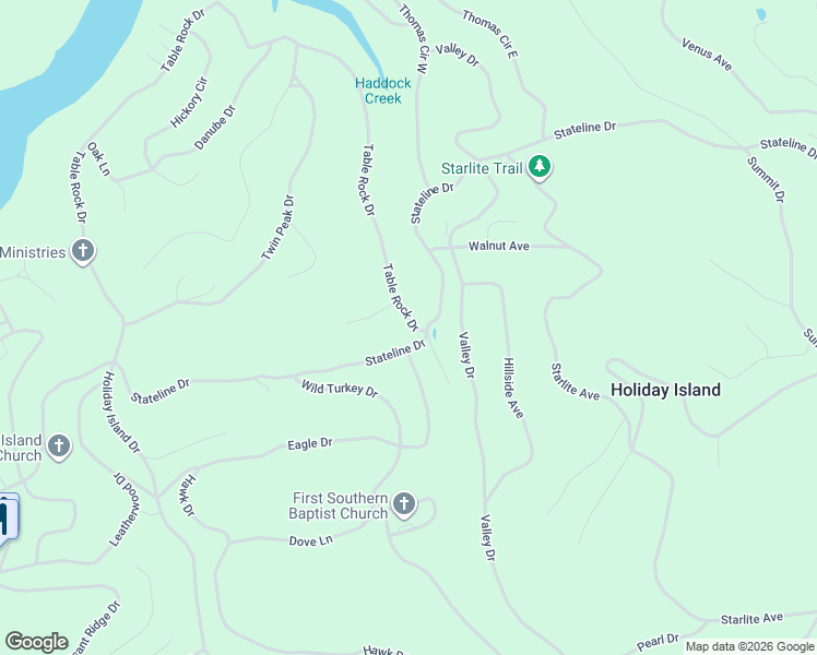 map of restaurants, bars, coffee shops, grocery stores, and more near 213 Table Rock Drive in Holiday Island
