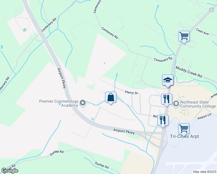 map of restaurants, bars, coffee shops, grocery stores, and more near 377 Piercy Street in Blountville
