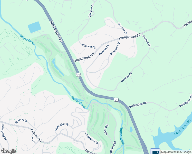 map of restaurants, bars, coffee shops, grocery stores, and more near 8 Sennen Lane in Bella Vista