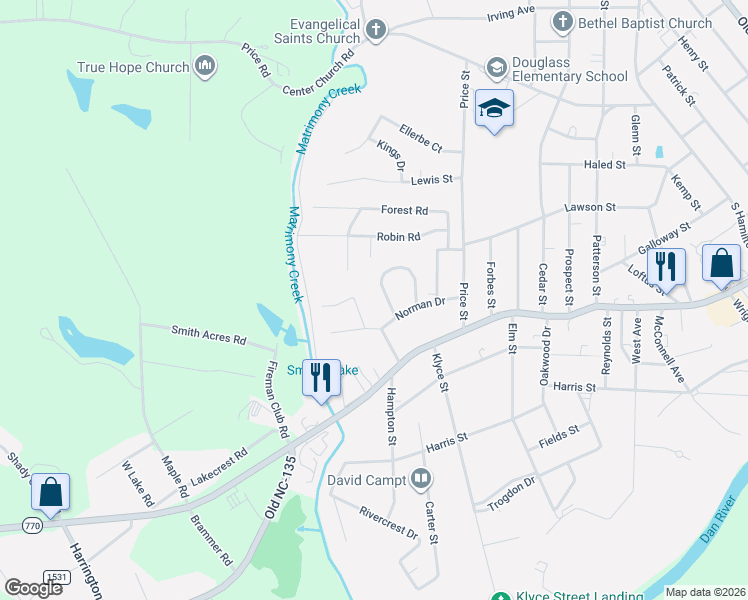 map of restaurants, bars, coffee shops, grocery stores, and more near 1243 Norman Drive in Eden