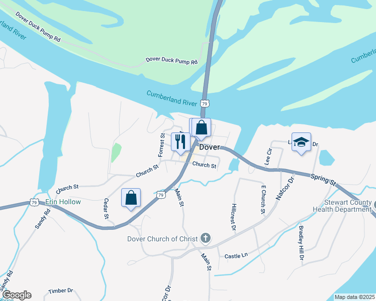 map of restaurants, bars, coffee shops, grocery stores, and more near 309 Donelson Parkway in Dover