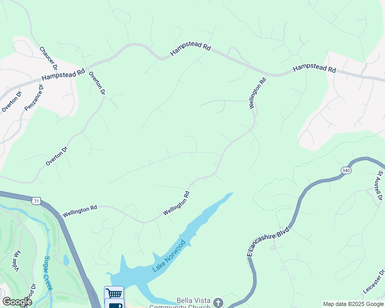 map of restaurants, bars, coffee shops, grocery stores, and more near 1 Bray Lane in Bella Vista