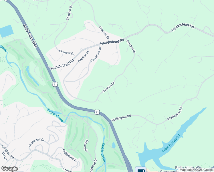 map of restaurants, bars, coffee shops, grocery stores, and more near 85 Overton Drive in Bella Vista