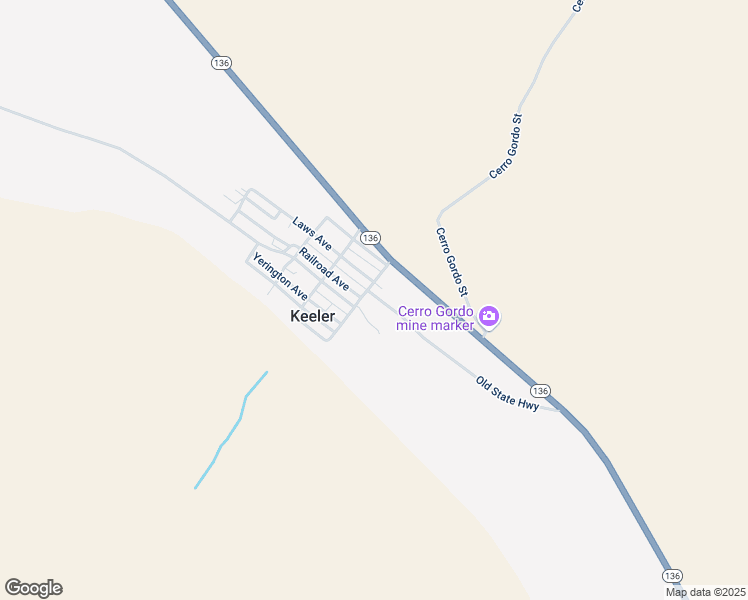 map of restaurants, bars, coffee shops, grocery stores, and more near 100 Cerro Gordo Street in Keeler