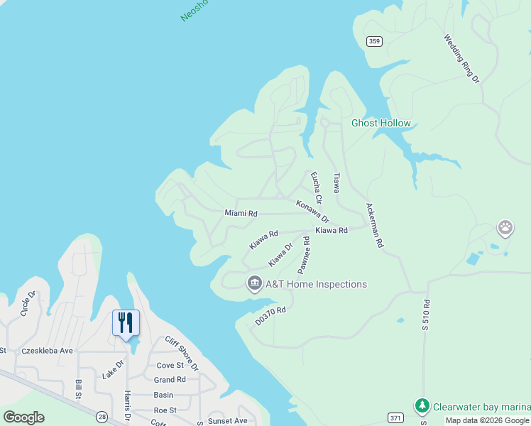 map of restaurants, bars, coffee shops, grocery stores, and more near 193 Muskogee in Jay