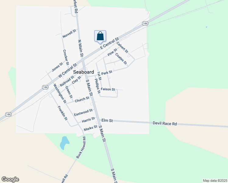 map of restaurants, bars, coffee shops, grocery stores, and more near 315 Faison Street in Seaboard