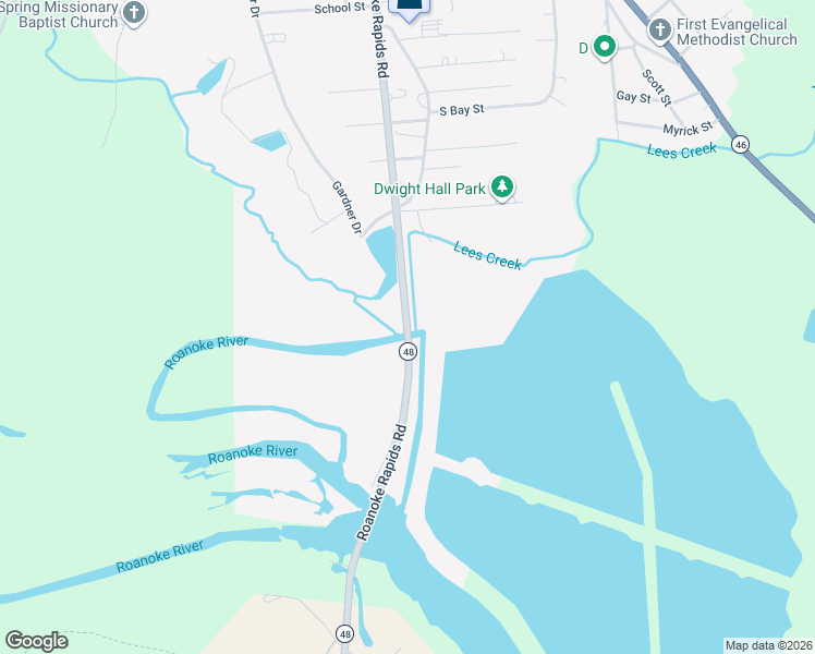 map of restaurants, bars, coffee shops, grocery stores, and more near Roanoke Rapids Road in Gaston