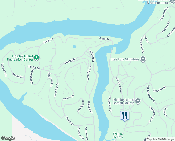 map of restaurants, bars, coffee shops, grocery stores, and more near 113 Beaver Drive in Eureka Springs