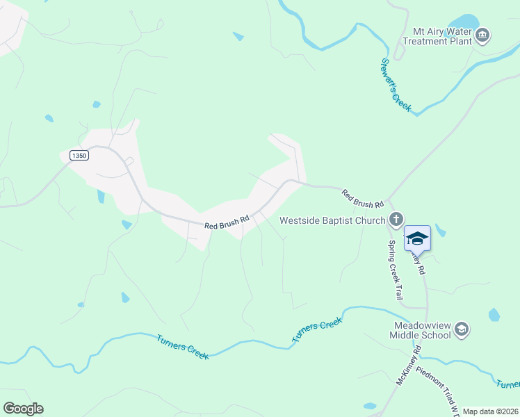 map of restaurants, bars, coffee shops, grocery stores, and more near 812 Red Brush Road in Mount Airy