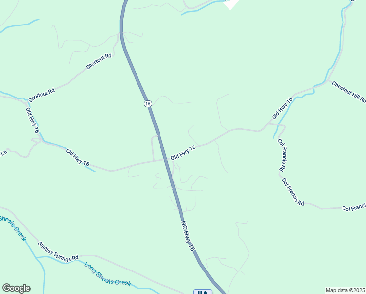map of restaurants, bars, coffee shops, grocery stores, and more near 7587 Old Highway 16 in Crumpler