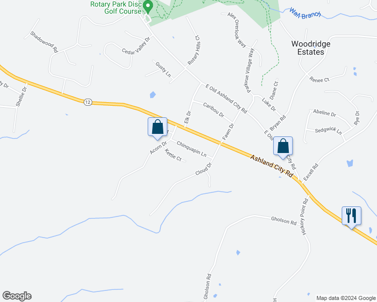 map of restaurants, bars, coffee shops, grocery stores, and more near 2870 Chinquapin Lane in Clarksville