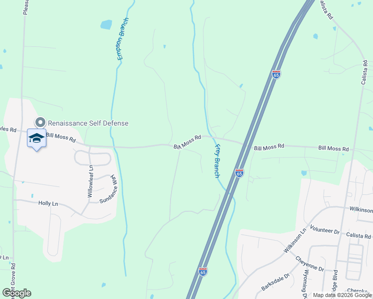 map of restaurants, bars, coffee shops, grocery stores, and more near Bill Moss Road in White House