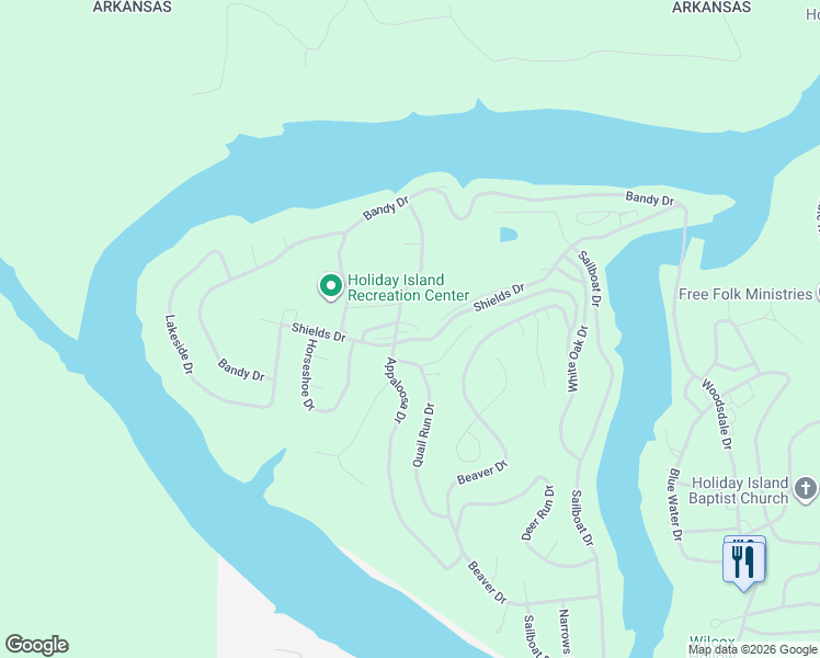 map of restaurants, bars, coffee shops, grocery stores, and more near 15 Ironwood Drive in Holiday Island