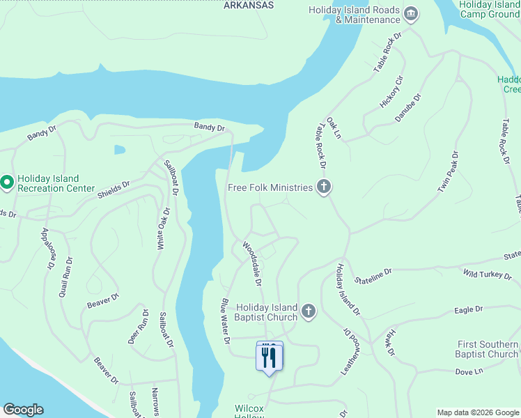 map of restaurants, bars, coffee shops, grocery stores, and more near 25 Green Meadow Lane in Eureka Springs