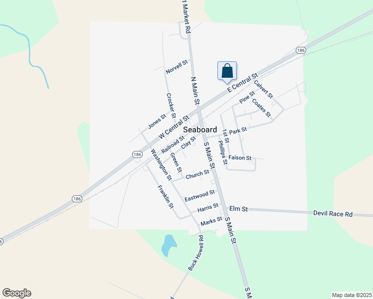 map of restaurants, bars, coffee shops, grocery stores, and more near 122 Clay Street in Seaboard