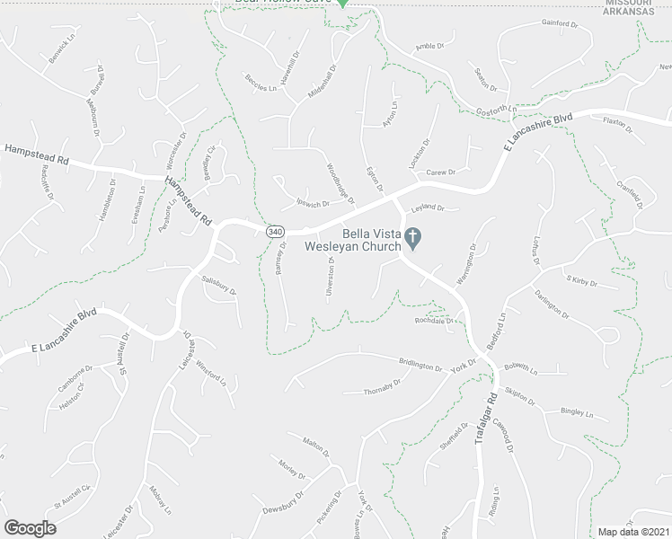 map of restaurants, bars, coffee shops, grocery stores, and more near 11 Ulverston Drive in Bella Vista