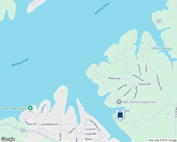 map of restaurants, bars, coffee shops, grocery stores, and more near 570 Miami Road in Jay