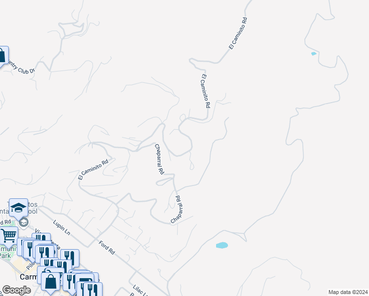 map of restaurants, bars, coffee shops, grocery stores, and more near 344 El Caminito Road in Carmel Valley