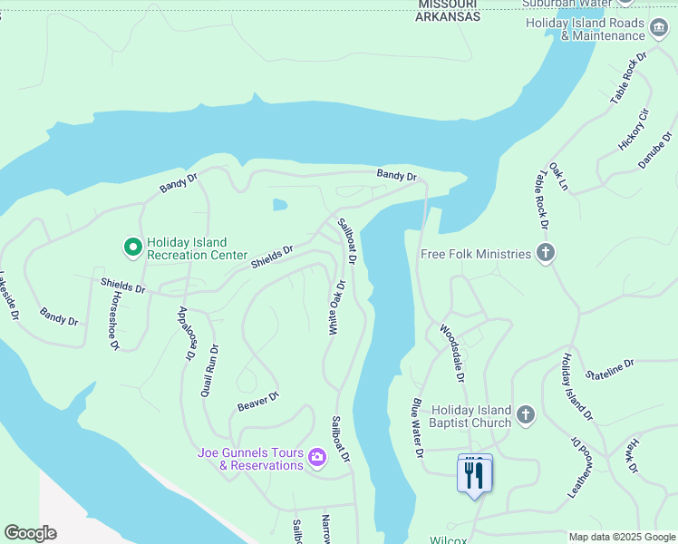 map of restaurants, bars, coffee shops, grocery stores, and more near 59 Oak Point Drive in Holiday Island