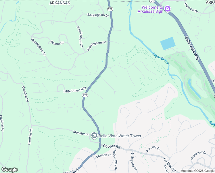 map of restaurants, bars, coffee shops, grocery stores, and more near 10 Milford Lane in Bella Vista