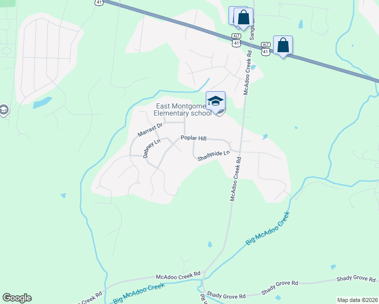 map of restaurants, bars, coffee shops, grocery stores, and more near 252 Shadyside Lane in Clarksville