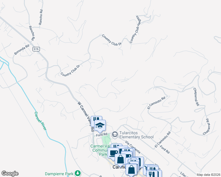 map of restaurants, bars, coffee shops, grocery stores, and more near 138 Laurel Drive in Carmel Valley