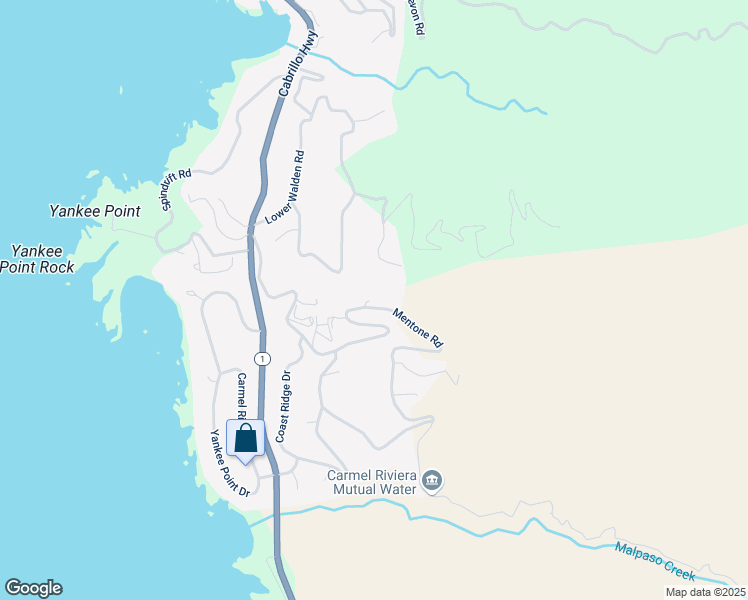 map of restaurants, bars, coffee shops, grocery stores, and more near 21 Mentone Road in Carmel-by-the-Sea