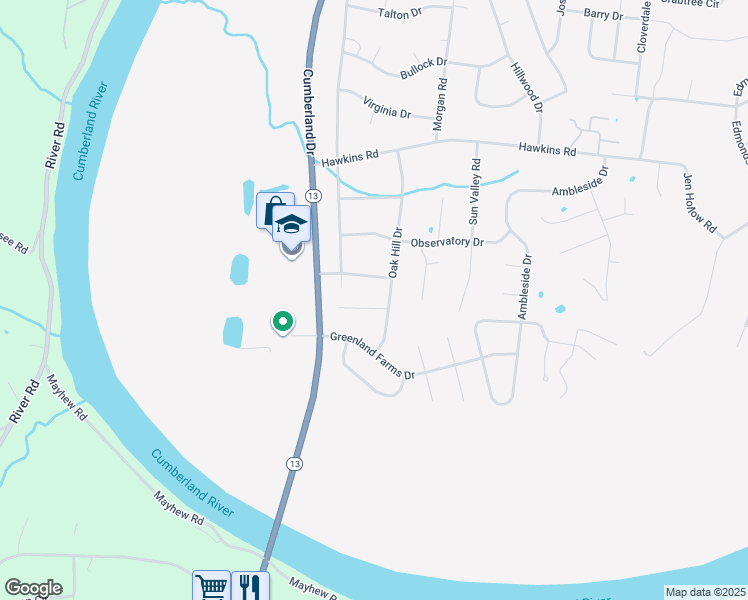 map of restaurants, bars, coffee shops, grocery stores, and more near 113 Honeywood Court in Clarksville