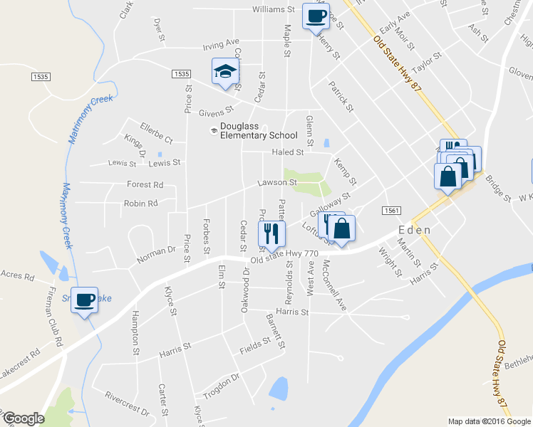 map of restaurants, bars, coffee shops, grocery stores, and more near 622 Prospect Street in Eden