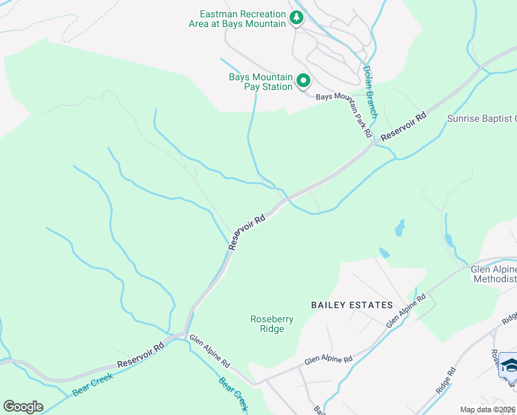 map of restaurants, bars, coffee shops, grocery stores, and more near 3716 Reservoir Road in Kingsport